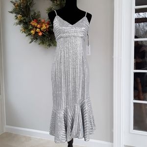 SAYLOR Peggie Silver Sequins Midi Dress Size L